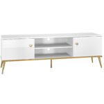 Szafka RTV Goldin 06 biały połysk / złoty ML Meble