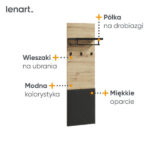 Wieszak ścienny do przedpokoju QUANT GARDEROBA QG-07- dąb artisan/czarny LENART - obrazek 4