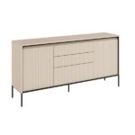 Komoda TREND TR-01  2d3s z oświetleniem - beż piaskowy/czarny/frezowanie półwałek LENART