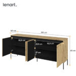 Komoda TREND TR-04  4d z oświetleniem - dąb artisan/czarny/frezowanie proste Lenart - obrazek 4