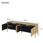 Komoda TREND TR-05 RTV 4d z oświetleniem - dąb artisan/czarny/frezowanie proste Lenart - obrazek 4