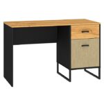 Biurko Colt 07 dąb craft złoty + czarny + stal premium  ML MEBLE